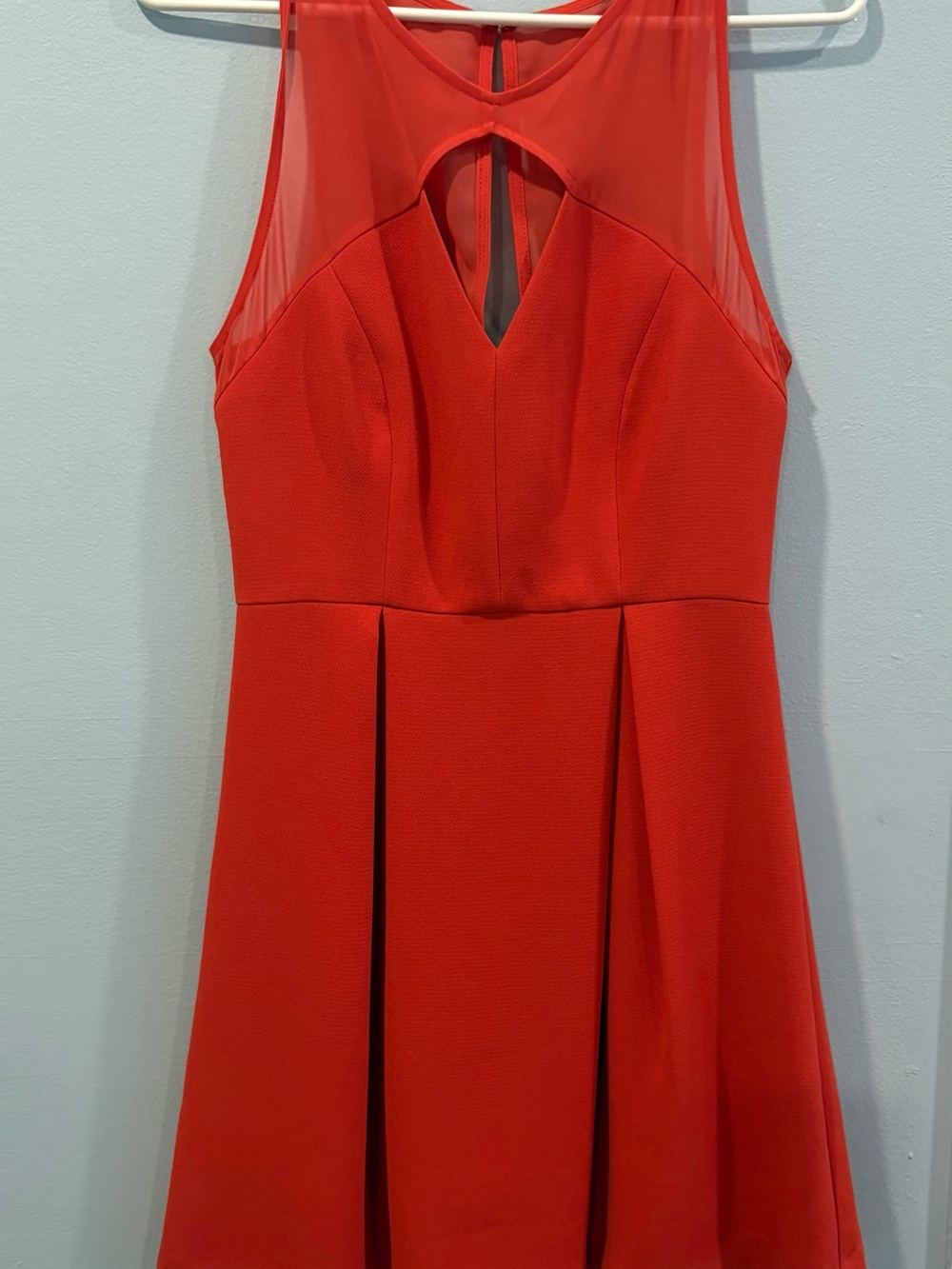 BCBGeneration Deep Orange Sleeveless Keyhole Fit-and-Flare Mini Dress